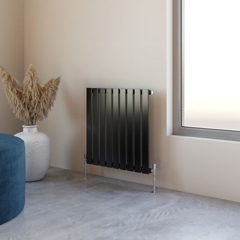 Acezanble 600x612mm Single Black Horizontal Flat Panel Central Heating Designer Radiator