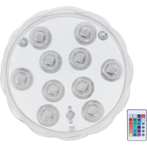 Projecteur LED RGB 16 couleurs pour piscine, 7 cm (2,8 pouces), avec télécommande 24 touches et 10 LED (1/4)