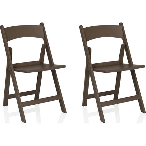 Chaise de jardin / Chaise pliante Travano 1 (Lot de 2 / 2 chaises) plastique marron hjh LIVING