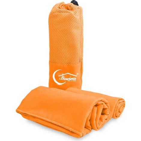 SET asciugamani MICROFIBRA ARANCIO 1+1 Viso e Ospite