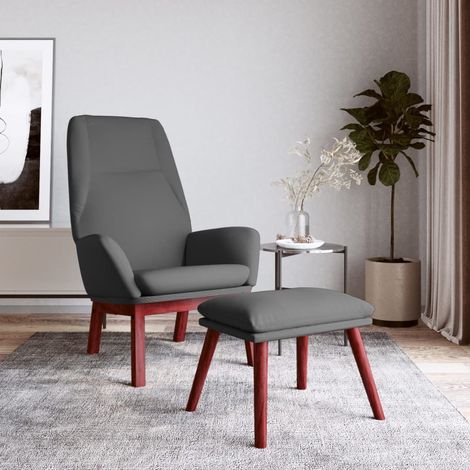 Chaise de relaxation avec repose-pied  Chaise scandinave Chaise de salon Gris foncé Tissu 51836