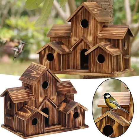 Handgefertigtes Vogelhaus mit 6 Löchern, Vogelhaus für den Außenbereich, Kolibri-Vogelhaus mit 6 Löchern, großes hängendes Vogelhaus, Vogelhauskasten, Vogelhausaufbewahrung und Futtervorrichtung