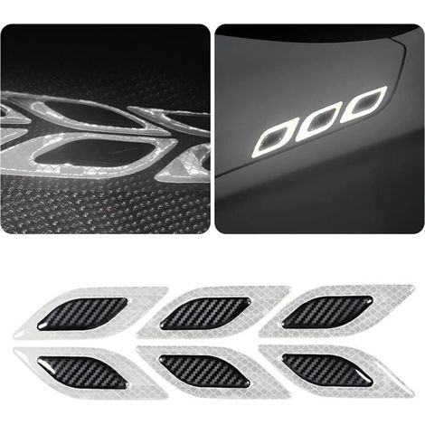 Pair CSPARKV 6Pcs Réfléchissantes pour Pare-Chocs, Bande Réfléchissante en 3D en Fibre De Carbone pour Éviter Les Collisions dans Les Voitures, Universel pour De Nombreux Types De Voitures (Blanc)