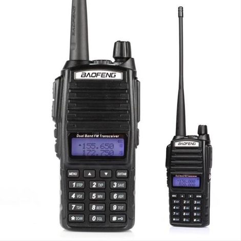 Baofeng UV-82 Talkie-walkie FM radio VHF/UHF à double PTT avec double bande/affichage/veille longue portée (Casque ajouté)