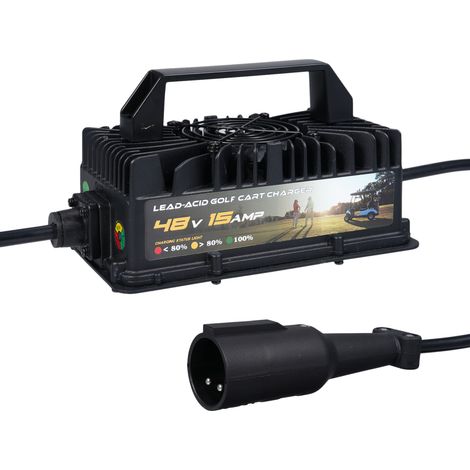Chargeur de batterie de voiturette de golf, chargeur au plomb 48V 15amp avec prise ronde à 3 broches de remplacement pour voiture de club (1/5)