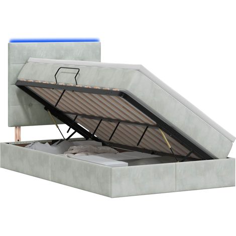 Maison Exclusive - LED-Speicherbett mit Matratze Hellgrau 120 x 2 (1/5)