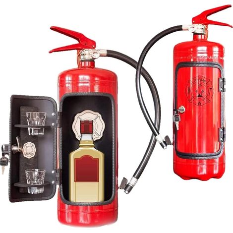 Kreatives Feuerlöscher-Weinlager- und Minibar-Set, tragbarer Flaschenhalter, Whisky- und Weinkühler, einzigartige Bardekoration für Hauspartys, Veranstaltungen und Feuerwehrbegeisterte (Rot) (1/5)