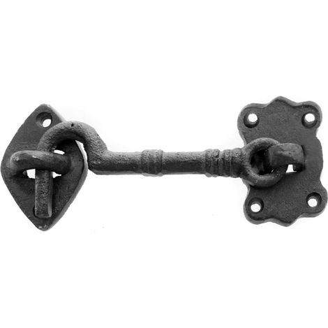 Loquet de porte aspect antique, en fonte massive avec boucle fixée, décoration vintage, métal, décoration de jardin (Antique)