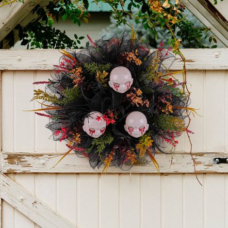 Guirlande Squelette Halloween - Pour Porte Extérieure - Décoration Festive Automne - 40 cm - 1 Pièce (1/5)