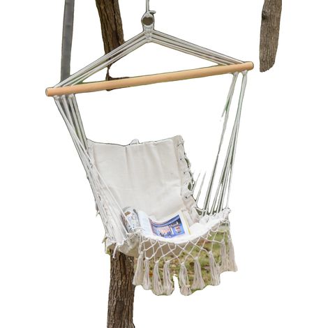 Silla colgante, para uso interior y exterior, soporta hasta 120 kg, color blanco. (1/5)