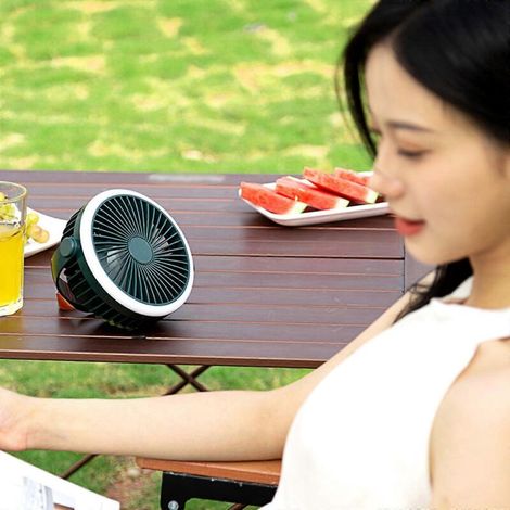 Tragbarer Hängeventilator für Camping, 4-stufiger Deckenventilator mit Haken und Picknickleuchte (1/5)