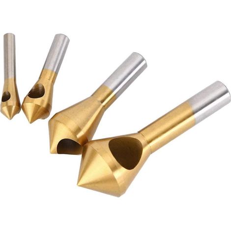 4-teiliges HSS-Senker-Senker-Set – Titanbeschichteter 90°-Senker – für Holz, Metall, Eisen, Kunststoff, Aluminium