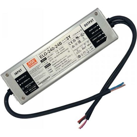 MW MEAN WELL ELG-240-24B-3Y Alimentatore Dimmerabile 0-10V PWM Resistenza IP67 200W 24V 10A Input 220V e 110V