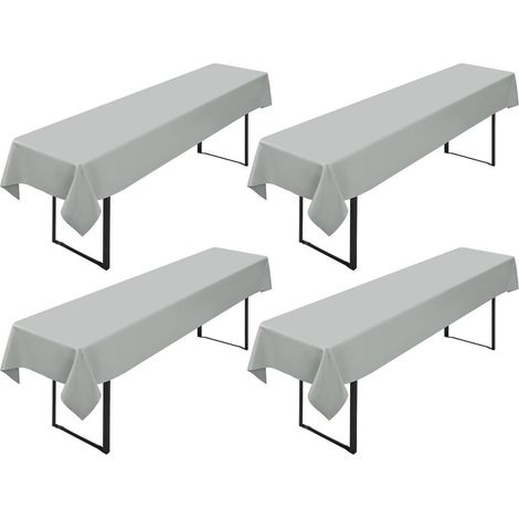 Lot de 4 nappes de table de bière 100x250cm Gris clair, Lavable, pour largeur de table 50-70cm