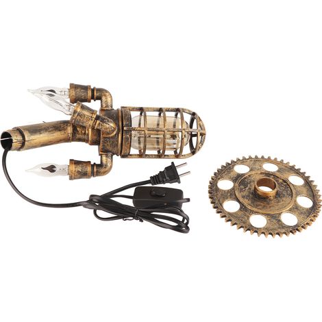 Lampes industriales steampunk "Rocket" Lumière de nuit décoration avec effet de lancement Matériel: métal et plastique Dimensions: 16x24cm Ampoule flamme scintillante pour salon/chambre