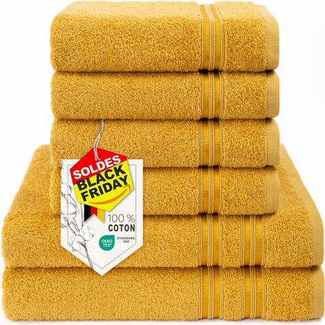 Lot de 6 Serviettes, 2 de Bain 70x140 + 4 de Toilette 50x100 cm (1/5)