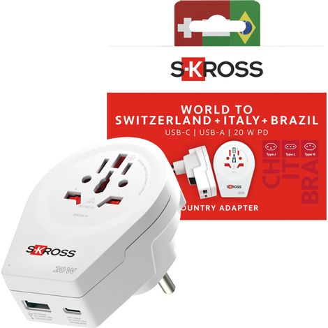 SKROSS WORLD TO SWITZERLAND, ITALY & BRÉSIL USB AC20PD 11101