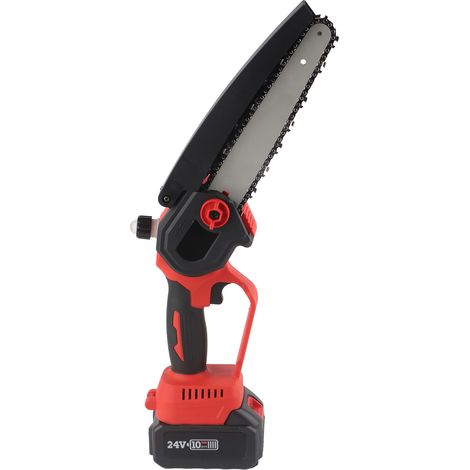 Mini tronçonneuse sans fil 8 pouces, sans balais, rechargeable par batterie lithium, idéale pour la coupe du bois, l'élagage et le jardinage (100-240 V, prise européenne). (1/5)