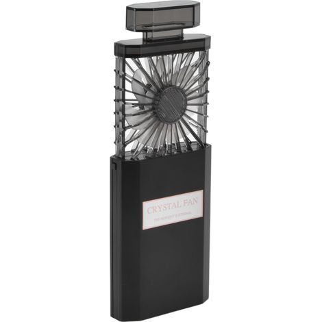 Handventilator mit 3 Geschwindigkeitsstufen, klein, USB-Anschluss, 1200-mAh-Akku, wiederaufladbar, tragbar, ausziehbar, Büroventilator, Schwarz (1/5)