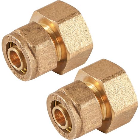 Lot de 2 raccords à vis, 16 mm x 3/4" IG, raccord droit de compression en laiton, raccord à vis pour tube composite en aluminium et tube composite multicouche (1/5)