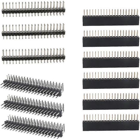 Set mit 12 rechtwinkligen 40-poligen GPIO-Steckverbindern (20 x 2 Pins) für Raspberry Pi Zero/4b/3b+/