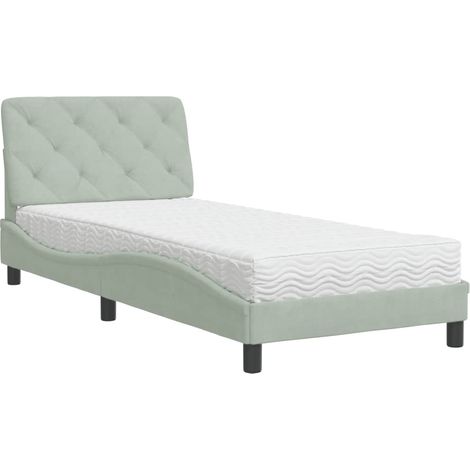 Maison Exclusive - Letto con Materasso Grigio Chiaro 80x200 cm in Velluto (1/5)