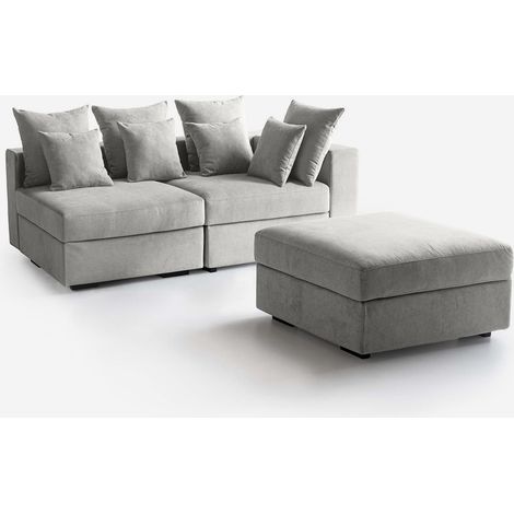 Canapé modulable déhoussable Made in Italy avec pouf Cortina G DX - Silver