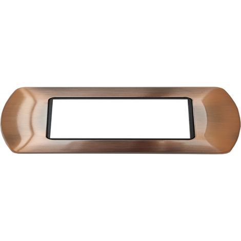 Placca rame ramata satinato 7 posti bticino living compatibile metallo