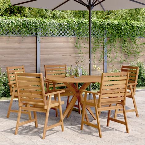 vidaXL Juego de comedor de jardín 6 piezas madera maciza de acacia (1/5)