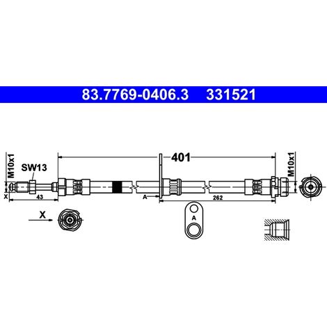 Flexible de frein ATE 83.7769-0406.3 FORD 1808668 DV61-2C338-AA