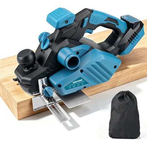 12000RPM Rabot Sans Fil Sans Balais Compatible avec Makita 18V Profondeur de Coupe 0-3mm Largeur de Rabotage 82mm Raboteuse Électrique Guide Latéral et Rainure en V pour Meubles Travail Bois (Sans Ba
