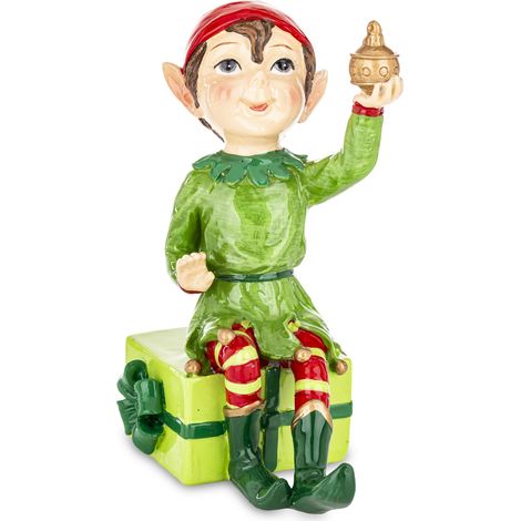 Statuetta decorativa dell'elfo aiutante di Babbo Natale, 14x6,5x10 cm (1/5)