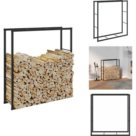 Portant de bois de chauffage noir 110x30x116 cm acier - Support De Bois De Chauffage - Supports De Bois De Chauffage - Porte-bûches - Rangement De Bois De Chauffage (1/5)