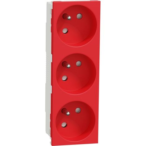 prise de courant - 3 x 2p+t - 45d - bornes auto - rouge - schneider electric nu307903 (1/4)