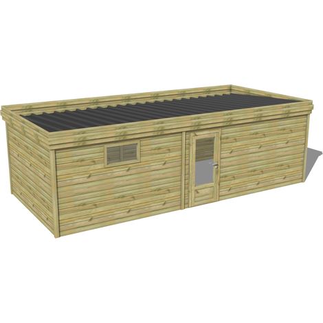 ABRI DE JARDIN bois traité 27mm, 8,2x3,4m, 28m2