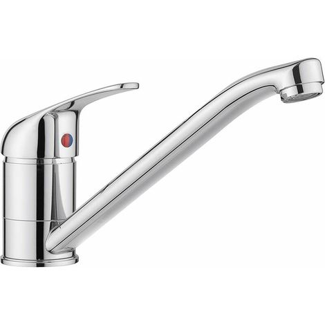 Grifo mezclador para fregadero de cocina GABRIELLE Caravan, monobloque, palanca superior, caño giratorio largo, latón macizo, grifo tradicional cromado