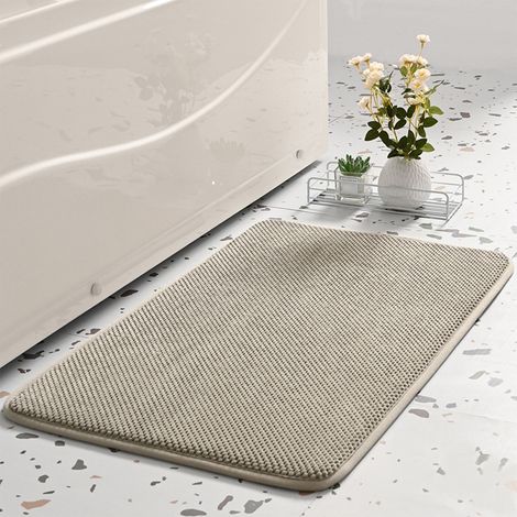 Tapis De Bain - Mousse à Mémoire De Forme - Velours Absorbant - Fond Anti-dérapant - Lavable En Machine - 40x60 Cm - Gris (1/5)