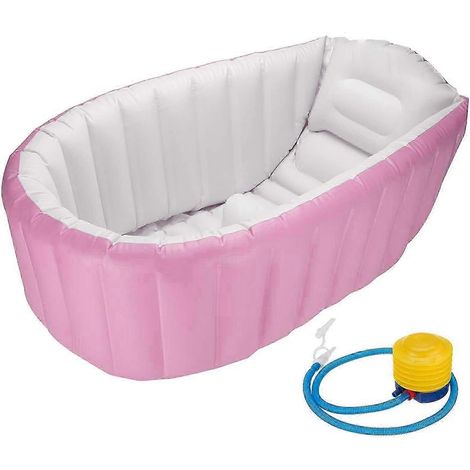 Baignoire gonflable portable, design pliable, facile à vider, durable, rose pâle, adaptée à une utilisation en extérieur. (1/5)