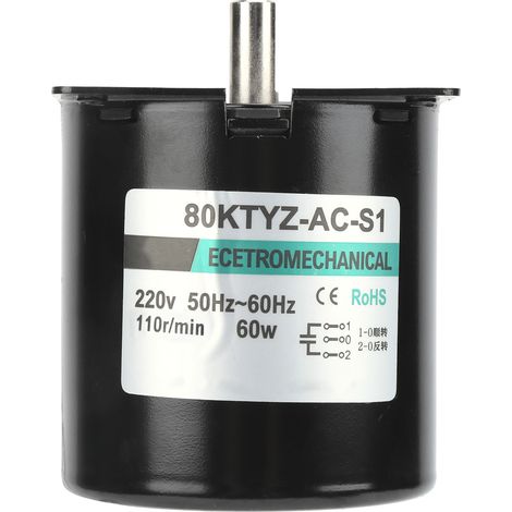 AC-Synchronmotor mit Kondensatorhalterung, CW/CCW, hohes Drehmoment, niedrige Drehzahl, 60 W, XD80KTYZ, 110 U/min, AC 220 V (1/5)