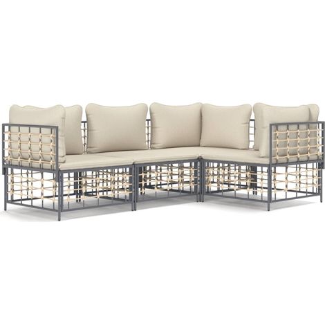 Maison Exclusive - 4-tlg. Garten-Lounge-Set mit Kissen Anthrazit (1/5)
