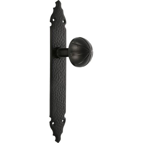 AMIG Bouton de porte avec plaque 19 280 x 45 x 2 mm Plaque d'acier, Poignée zamak Noir (1/5)