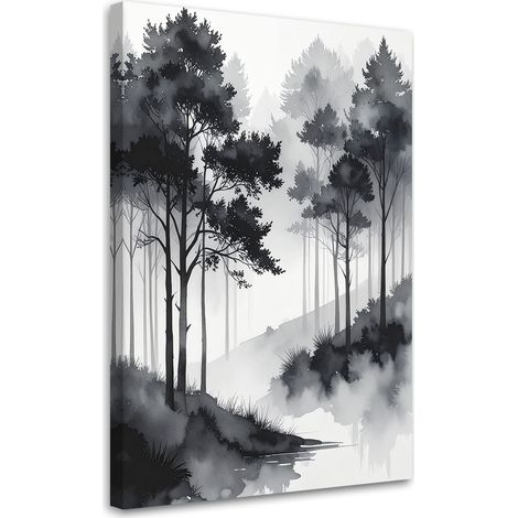 Impresión de Imagen Paisaje con árboles en blanco y negro 20x30 (1/5)