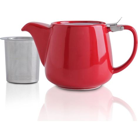 1 Théière, Porcelaine, 1200 ml, Infuseur amovible, Acier inoxydable, Couvercle, Pour 4 à 6 tasses (1/5)