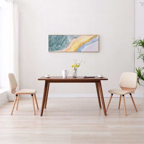vidaXL Sillas de comedor 2 unidades cuero sintético crema (1/4)