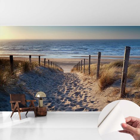 Selbstklebend Tapete - Wandgestaltung - Tapete Wohnzimmer - Flur Eingangsbereich Strandweg 416x254 cm (1/5)