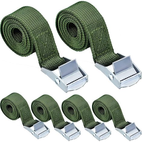 Set mit 8 kurzen Spanngurten mit Verriegelungsmechanismus, Spanngurte mit Ratschenverschluss, kleine Spanngurte für Auto, Fahrrad, LKW, Motorrad, Gepäck, 50 mm x 1 m, Armeegrün (1/4)