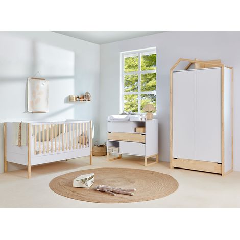 Cameretta completa con lettino evolutivo 70x140 cassettiera e armadio a 2 ante Bellamy Juliette Bianco e legno