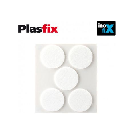 Pack 5 fieltros blancos sintéticos adhesivos Ø34mm Plasfix INOFIX