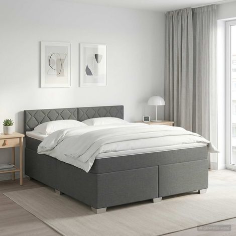Cama box spring con colchón Gris oscuro 160 x 200 cm Tela (1/5)