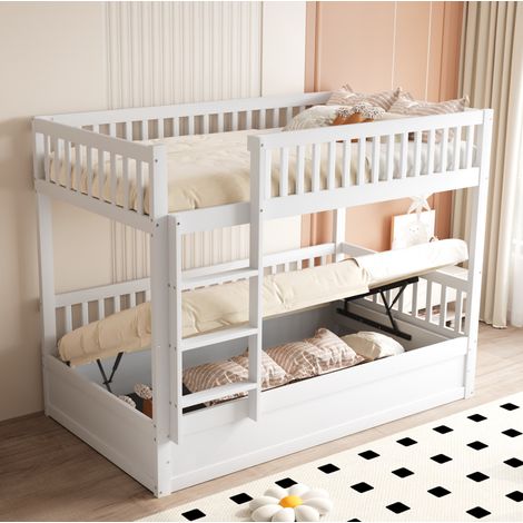 Bett Etagenbett Stauraum 90x200 Holz Weiß OKMYHOME (1/5)